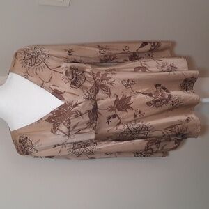 New York City Design Co. Women's Champagne Floral Silk Empire Waist Blouse